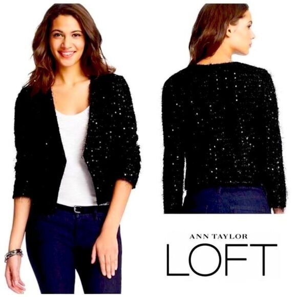 LOFT Sequin Knit Open Blazer Jacket - Picture 1 of 3
